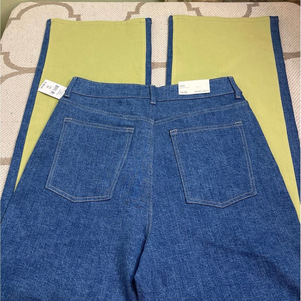 Warp + Weft NCE Nice Cote Wide Leg Two-Tone Two-Faced Jeans Size 14/32 MSRP $98 - Picture 2 of 15